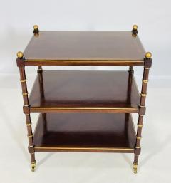 Three Tier Side Table With Gold Gilt Accents Casters England 1940s - 4128738