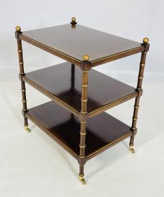 Three Tier Side Table With Gold Gilt Accents Casters England 1940s - 4128739