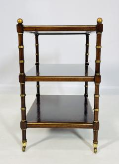 Three Tier Side Table With Gold Gilt Accents Casters England 1940s - 4128740