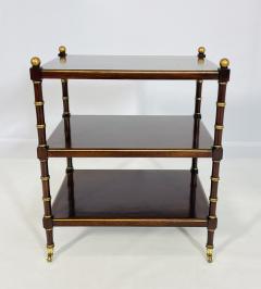 Three Tier Side Table With Gold Gilt Accents Casters England 1940s - 4128741