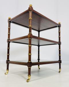 Three Tier Side Table With Gold Gilt Accents Casters England 1940s - 4128742