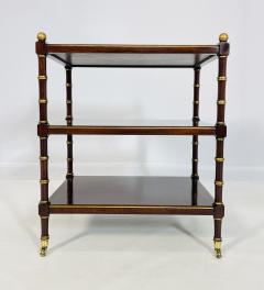 Three Tier Side Table With Gold Gilt Accents Casters England 1940s - 4128743