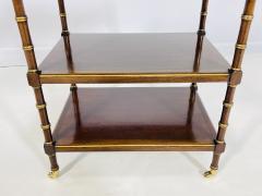 Three Tier Side Table With Gold Gilt Accents Casters England 1940s - 4128745