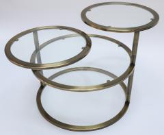 Three Tiered Brass Coffee Side Table with Adjustable Shelves - 497543