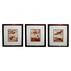 Three Unusual French Sepia Tone Lithographs of 1930s Airplanes - 3437892
