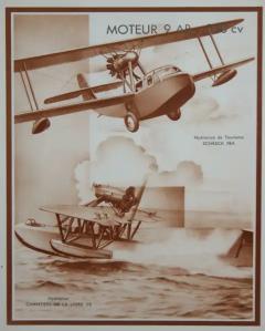 Three Unusual French Sepia Tone Lithographs of 1930s Airplanes - 3437896