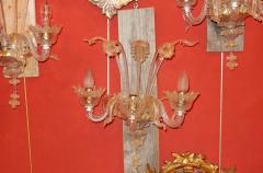 Three Wall Lamps Has Three Arms of Light Crystal of Murano Straws of Gold - 2413770