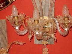 Three Wall Lamps Has Three Arms of Light Crystal of Murano Straws of Gold - 2413787