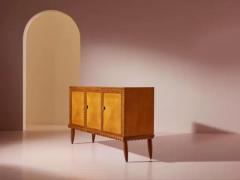 Three door sideboard in oak wood with carved chestnut inserts Italy 1940s - 3919490