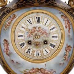 Three piece Louis XV Rococo style porcelain and ormolu clock set - 3922162