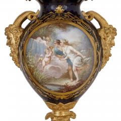 Three piece Louis XV Rococo style porcelain and ormolu clock set - 3922177