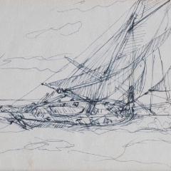 Three sketches on post cards by Montague Dawson RA - 822279