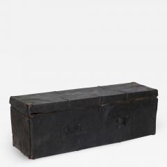 Tibetan Black Wood Leather Iron Trunk - 3683231