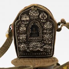 Tibetan Gau Traveling Shrine with Silk Case - 4173434