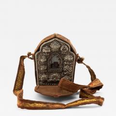 Tibetan Gau Traveling Shrine with Silk Case - 4173435