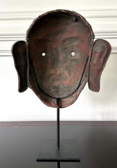Tibetan Gilt Copper Alloy Mask on Display Stand - 3224665