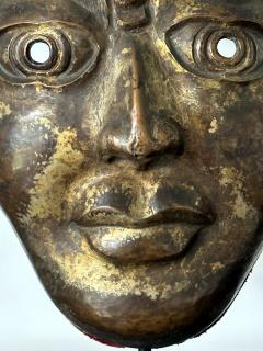 Tibetan Gilt Copper Alloy Mask on Display Stand - 3224667