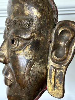 Tibetan Gilt Copper Alloy Mask on Display Stand - 3224670