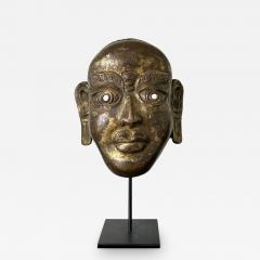 Tibetan Gilt Copper Alloy Mask on Display Stand - 3225629