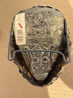 Tibetan Monkey Skull Sculpture with Metal Accents - 4438128