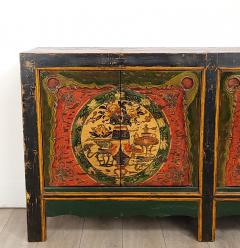 Tibetan Painted Four Door Cabinet 19th Century - 3512433