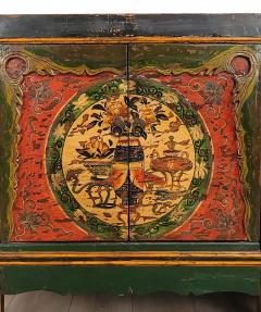 Tibetan Painted Four Door Cabinet 19th Century - 3512434