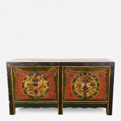 Tibetan Painted Four Door Cabinet 19th Century - 3517548