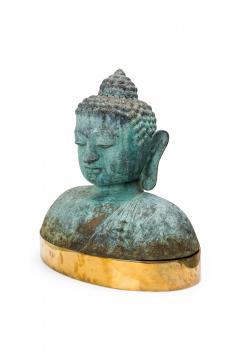 Tibetan Patinated Bronze and Brass Buddha Bust - 4408157