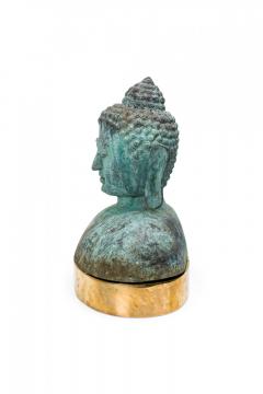 Tibetan Patinated Bronze and Brass Buddha Bust - 4408158