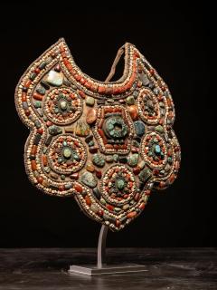 Tibetan antique Pectoral Turquoise and Fossil Coral from Himalaya - 4703932