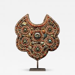 Tibetan antique Pectoral Turquoise and Fossil Coral from Himalaya - 4705240