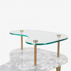 Tiered Italian Organic Form Carrara Marble Accent Tables Pair - 4317106