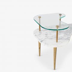 Tiered Italian Organic Form Carrara Marble Accent Tables Pair - 4317107