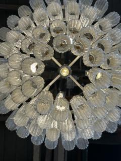 Tiered Textured Murano Glass and Brass Chandelier 1970s - 4749395