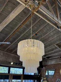 Tiered Textured Murano Glass and Brass Chandelier 1970s - 4749397