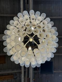 Tiered Textured Murano Glass and Brass Chandelier 1970s - 4749401