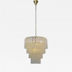 Tiered Textured Murano Glass and Brass Chandelier 1970s - 4751001