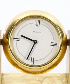 Tiffany Co Gilt Bronze Rectangular Desk Clock Adjustable Tilting Mechanism - 4822528