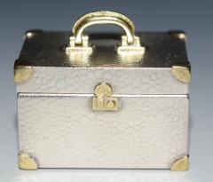 Tiffany Pill Box Karel Barosik Miniature Train Case Sterling Silver 18 K Gold - 732931