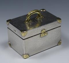 Tiffany Pill Box Karel Barosik Miniature Train Case Sterling Silver 18 K Gold - 732933