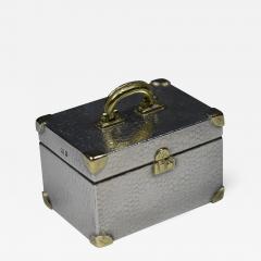 Tiffany Pill Box Karel Barosik Miniature Train Case Sterling Silver 18 K Gold - 734303