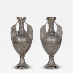 Tiffany Studios A Magnificent Pair of Silvered Bronze Alhambra Vases by Tiffany Studios - 4477164
