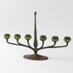 Tiffany Studios Art Nouveau Bronze and Favrile Glass Table Candelabrum - 129605