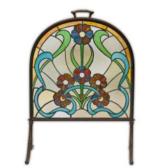 Tiffany Studios Art Nouveau Stained Glass Fireplace Screen Tiffany Style  - 4320843