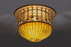 Tiffany Studios Ceiling Fixture with Gold Iridescent Turtle Back Tile - 4313347