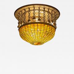 Tiffany Studios Ceiling Fixture with Gold Iridescent Turtle Back Tile - 4319589