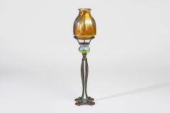 Tiffany Studios Decorated Candlestick with Favrile Glass Shade - 4329394