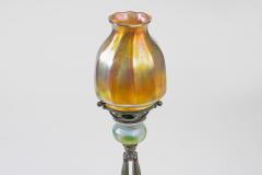Tiffany Studios Decorated Candlestick with Favrile Glass Shade - 4329396