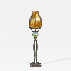 Tiffany Studios Decorated Candlestick with Favrile Glass Shade - 4329597
