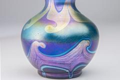 Tiffany Studios Early Decorated Blue Iridescent Cabinet Vase - 4348135